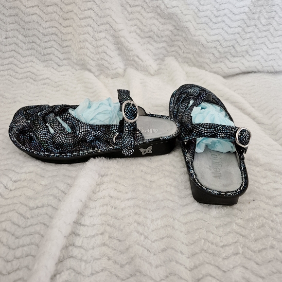 Alegria PG Lite Convertible 1 Strap Mule Comfort Metallic Peacock Blue Size 39 - Picture 7 of 11